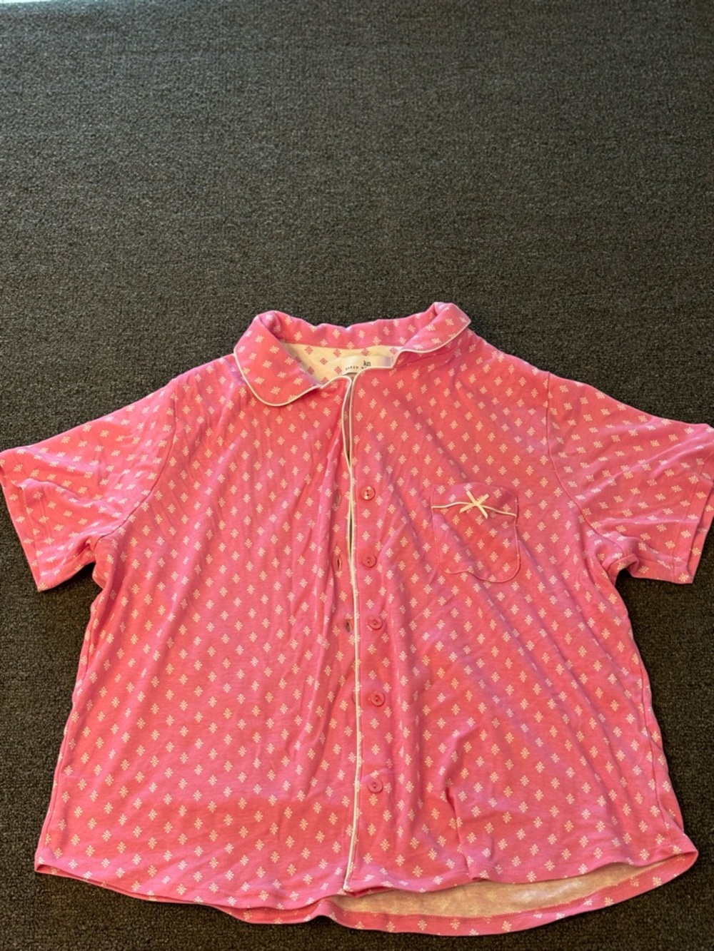 Pink Patterned Womens Pajama Set - Picture 2 of 4